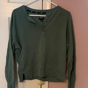 GAP Women's Forest Green Henley Sweatshirt